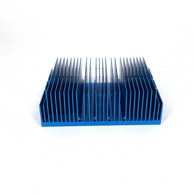 AL6063-T5 Aluminium Profiles Slotting Extruded Heat Sink With Anodizing Blue